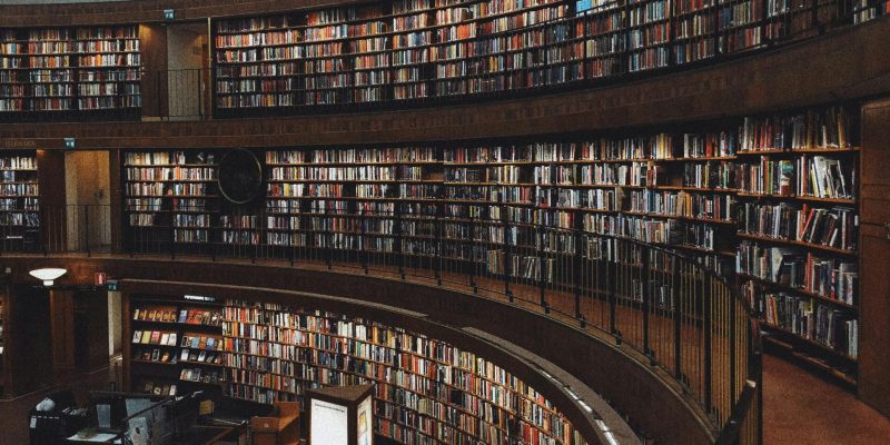 Explore a stunning circular library with endless bookshelves, offering a haven of knowledge and tranquility.